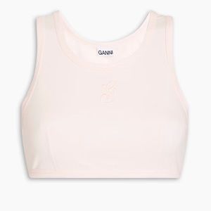 Ganni Embroidered Jersey Top
